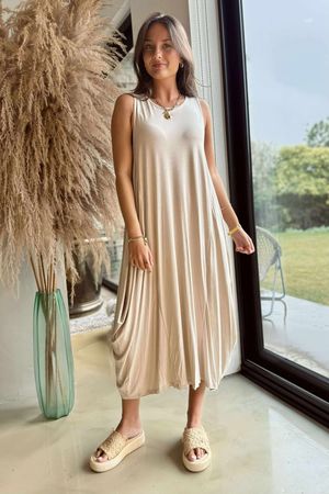 Made in Italy Parachute Dress Stone